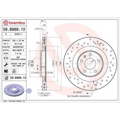 Brzdový kotouč BREMBO 09.B969.1X | Zboží Auto
