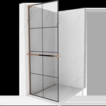 Mexen Kioto+ L душ панел с рафт Walk-in 80 x 200 см, черна мрежа, розово злато - 800-080-123-60-77 (800-080-123-60-77)