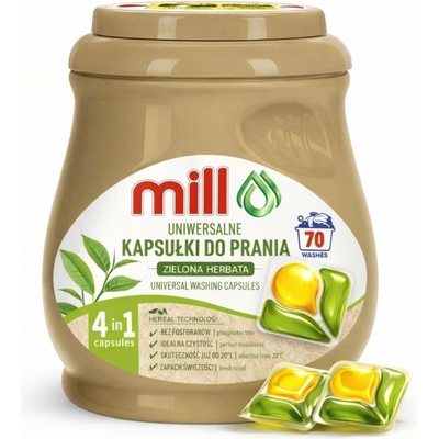 Ecomill univerzální kapsle na praní 2v1 Zelený čaj 70 PD
