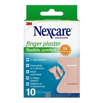 3M Nexcare Flexible Comfort Pružné náplasti 4-smerné, elastické, na prsty, 44,5 mm x 51 mm 10 ks