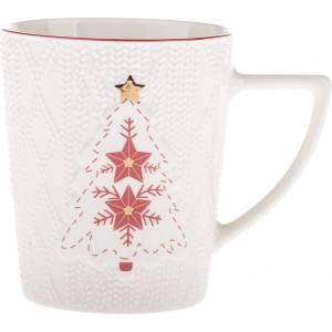 Dakls Бяла порцеланова чаша с коледен мотив 380 ml Xmas Tree - Dakls (SAL6140)