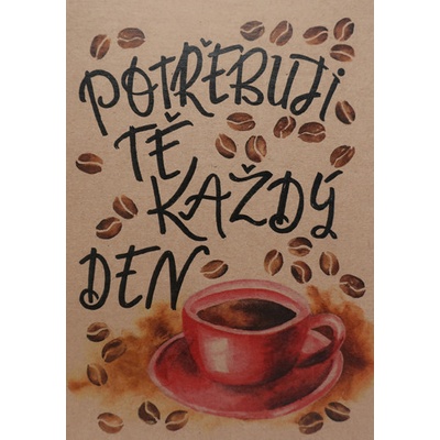 Přáníčko BeBechy – recyklovaný papír - Káva