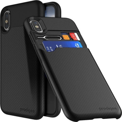 Prodigee Undercover Case - хибриден кейс с място за карти за iPhone XS, iPhone X (черен)