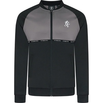 Gym King Mens Taped Plus Full-Zip Fleece Fabric - Black/Steel