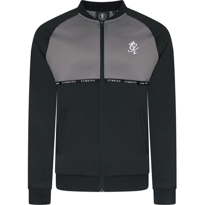 Gym King Mens Taped Plus Full-Zip Fleece Fabric - Black/Steel