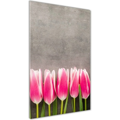 Vertikálny foto obraz sklo tvrdené Ružové tulipány 50x100 cm