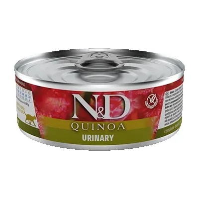 Farmina N&D Quinoa Cat Urinary - Пълноценна мокра диетична храна за котки в зряла възраст за намаляване на повторната поява на струвити камъни и заболявания на долните пикочни пътища, 80 гр