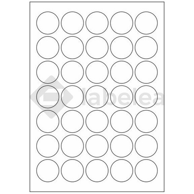 Labelea Samolepiace etikety kruh 35x35 mm lesklé biele papierové, na hárku A4, pre laserovú tlač, Farba etikiet Biela, Počet hárkov v balení 100 EPL999035W035S