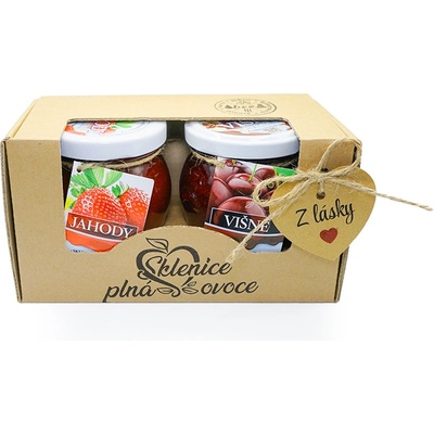 Sklenice plná ovoce Dárek "Z lásky" 2 džemů slazené cukrem 420 g malina červený rybíz – Zboží Mobilmania