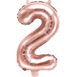 PartyDeco Балон от фолио Mini - число 2 розово златен