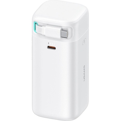 USAMS US-CD216 Power Bank PD 18000 mAh 45W - преносима външна батерия с USB-C порт и вграден USB-C кабел (бял)
