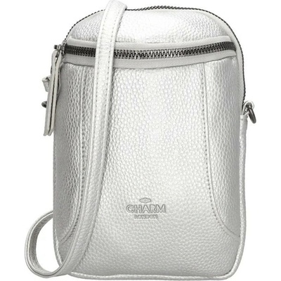 Charm London Strieborná elegantná kožená kabelka na mobil „Belleza“