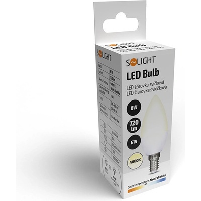Solight žárovka LED svíčka E14 8W bílá teplá