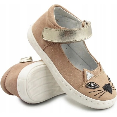 Mido baleríny pre dievčatá s mačiatkom trblietky kožené