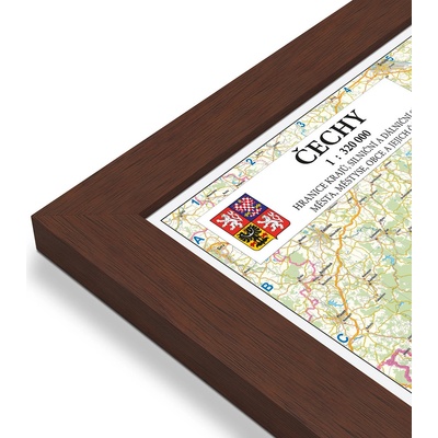 Excart Maps Čechy - obří nástěnná mapa 190 x 137 cm Varianta: mapa v dřevěném rámu, Provedení: Pegi višeň