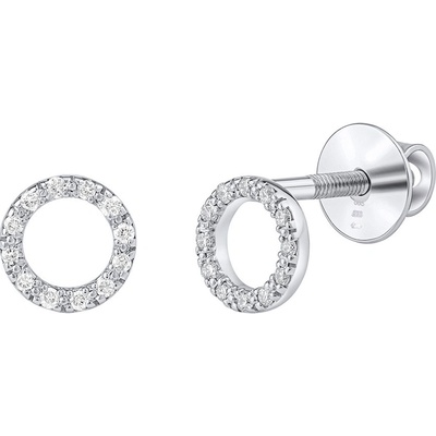 SILVEGO Diamantové náušnice (0,09 ct) pecky kroužky Ruby v bílém zlatě dámské i dětské DNN2583EGWD