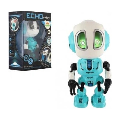 Teddies Робот echo повтарящ изречения метален 12см син на батерии със звук със светлина