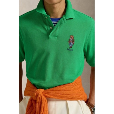 Ralph Lauren Памучна тениска с яка Polo Ralph Lauren в зелено с изчистен дизайн 710854495 (710854495)