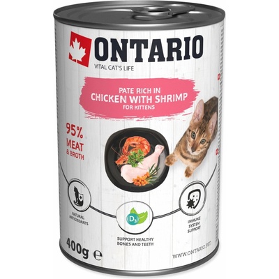 Ontario Cat Kitten kura s krevetami, päté 400 g