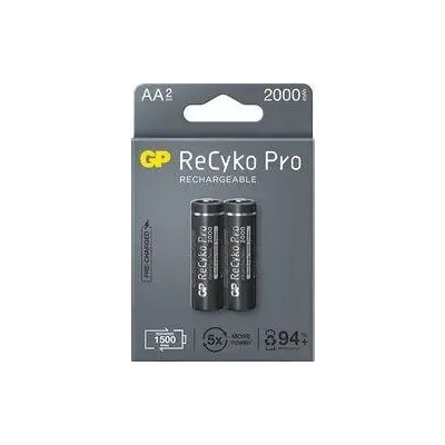 GP Batteries Акумулаторна Батерия GP R6 AA 2000mAh RECYKO + PRO 210AAHCB-EB2 NiMH /до 1500 цикъла/ 2 бр. в опаковка GP (GP-BR-210AAHCB-EB2)