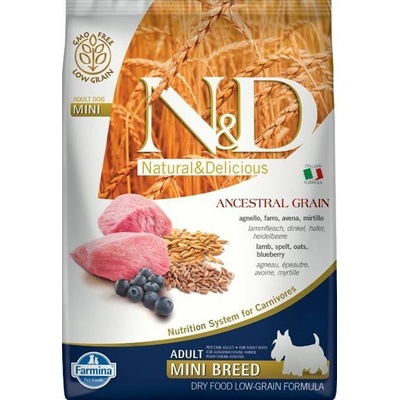N&D Ancestral Grain Adult Mini Lamb & Blueberry 7 kg