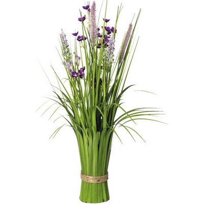 Umelá rastlina trs tráva s kvetmi 48 cm lila