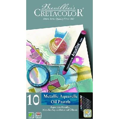 Cretacolor 21927 Aqua Stic akvarelové pastely metalické odstíny 10 ks