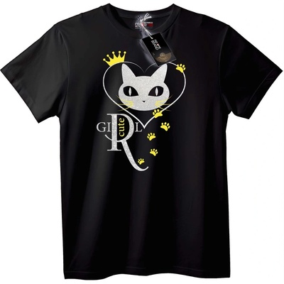 NOONEBRAND Тениска Сладка Кралица Котка - 2XL, Black