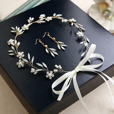 Naishide Jewelry Souprava náušnice s čelenkou - Zlatavá