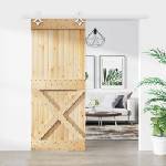 vidaXL Преплъзваща се врата Естествено и бяло 85 x 210 cm (3445115)