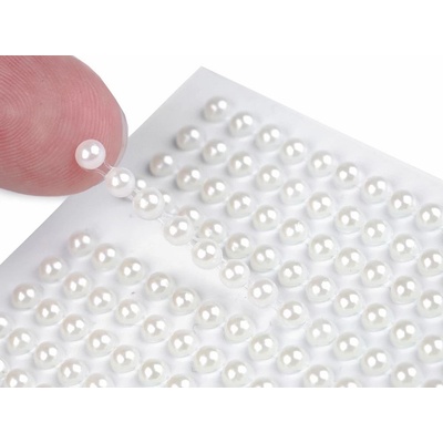 Samolepící perly na lepícím proužku Ø4 mm - 1 bílá mléčná