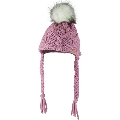 Bontis dívčí čepice s kožešinovou bambulí Světlá orchidea