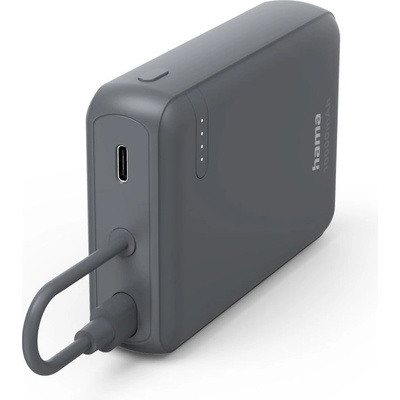 Hama Външна батерия „Travel с кабел, 10000mAh, 2 изхода: 2x USB-C, антрацит (HAMA-201739)
