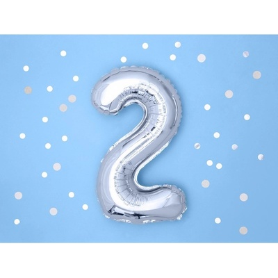 FB10M 2 018 Fóliový balón strieborný číslo 35 cm 2