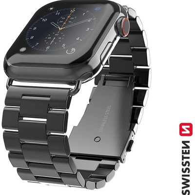 SWISSTEN kovový řemínek pro Apple Watch 42-44 mm černá 46000311