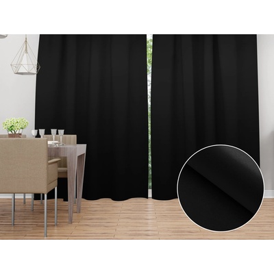 Biante Dekorační závěs TF-108 Černý bez vzoru - š. 150 cm 150x220 cm
