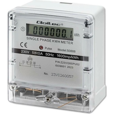 Jednofázový elektroměr Qoltec 230V s LCD displejem