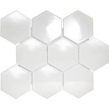 FIN Keramická mozaika bílá HEXAGON 10 Lesk 9,5x11 (29,5x26) cm 1ks