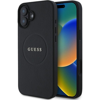 GUESS Калъф GUESS, PU Grained Classic Logo MagSafe за iPhone 16 Plus, GUHMP16MPGHSMMK, Черен (GUHMP16MPGHSMMK)