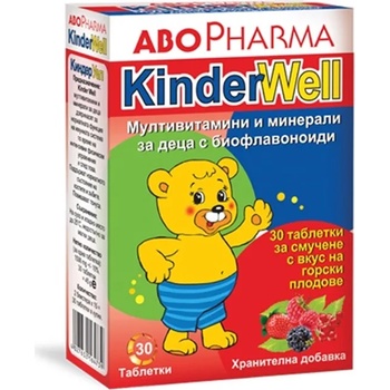 Image 1 of Abo Pharma KinderWell Мултивитамини и минерали за деца с биофлавоноиди, 30 таблетки, Abo Pharma (10013410)