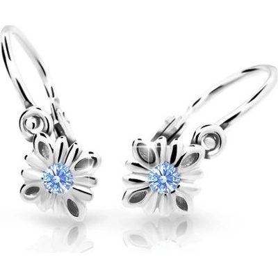 Danfil dětské náušnice C2261 z bílého zlata s kamínkem Arctic Blue