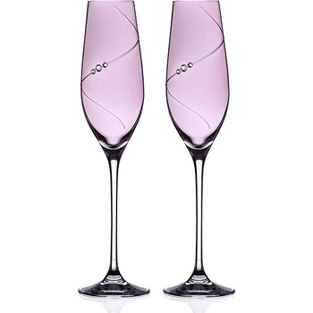 Swarovski Diamante sklenice na šampaňské Silhouette City Pink s kamínky 2 x 210 ml