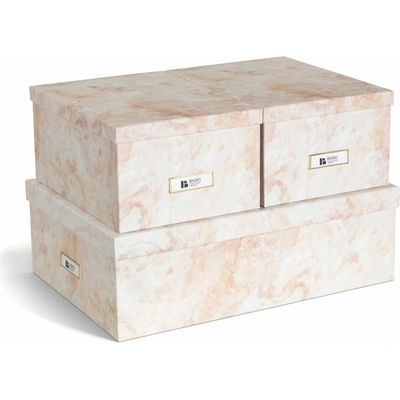 Bigso Béžové kartónové úložné boxy v súprave 3 ks s vekom 31 x 47 x 15,5 cm