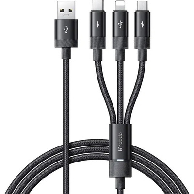 Mcdodo 3в1 кабел Mcdodo CA-5790, USB към USB-C / Lightning / Micro-USB, 3.5A, 1.2m, черен (CA-5790)