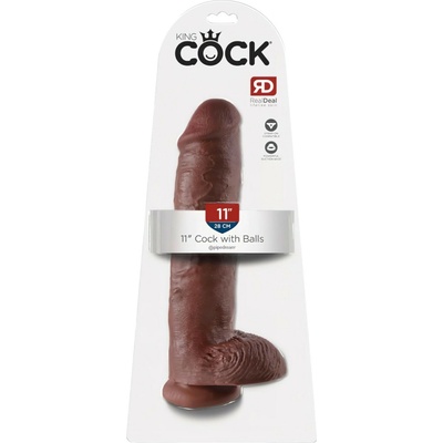 King Cock 11 veľký prísavkový dildo s semenníkmi 28 cm hnedý