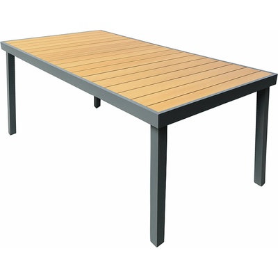 Autronic Záhradný stôl 190 × 90 Waro, sivý hliník, polywood prírodnej