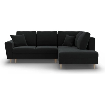 Cosmopolitan Design Черен кадифен разтегателен ъглов диван с място за съхранение (десен ъгъл/L форма) Kyoto - Cosmopolitan Design (COS_RCF_L_2_F2_KYOTO10)