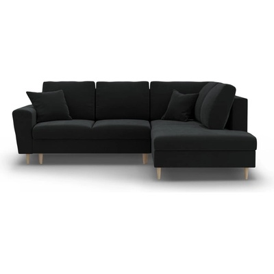 Cosmopolitan Design Черен кадифен разтегателен ъглов диван с място за съхранение (десен ъгъл/L форма) Kyoto - Cosmopolitan Design (COS_RCF_L_2_F2_KYOTO10)