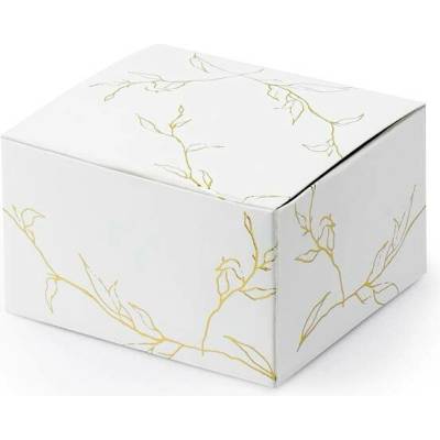 Partydeco krabička 60x35x55mm bílá s větvičkami