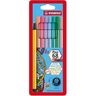 Fixa STABILO Pen 68 sada 8 ks v pouzdru PASTEL